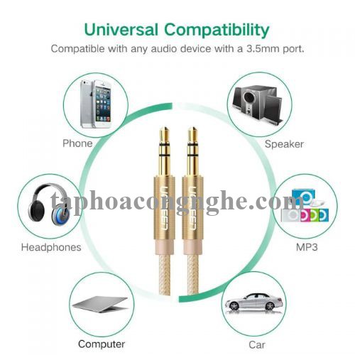 Ugreen 30812 3M màu Vàng Cáp âm thanh 2 đầu 3.5mm dương AV112 30030812